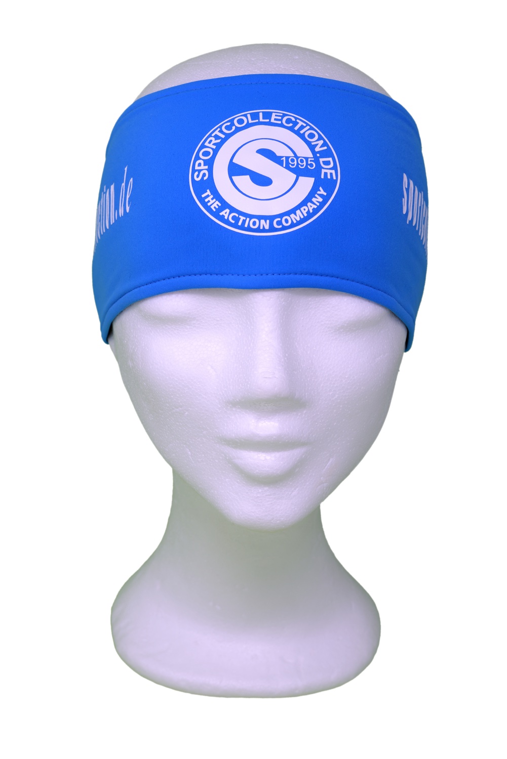 Stöhr Stirnband Blau-Weiß-Logo-Text